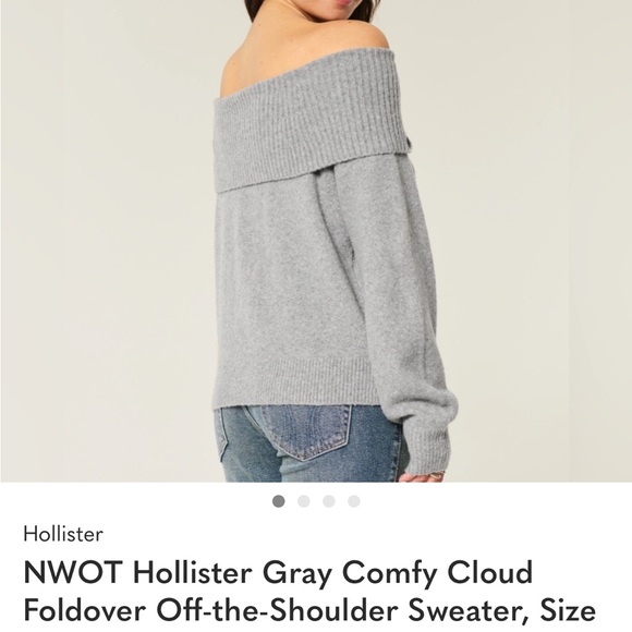 Hollister Gray Off the Shoulder Sweater - Picture 2 of 2